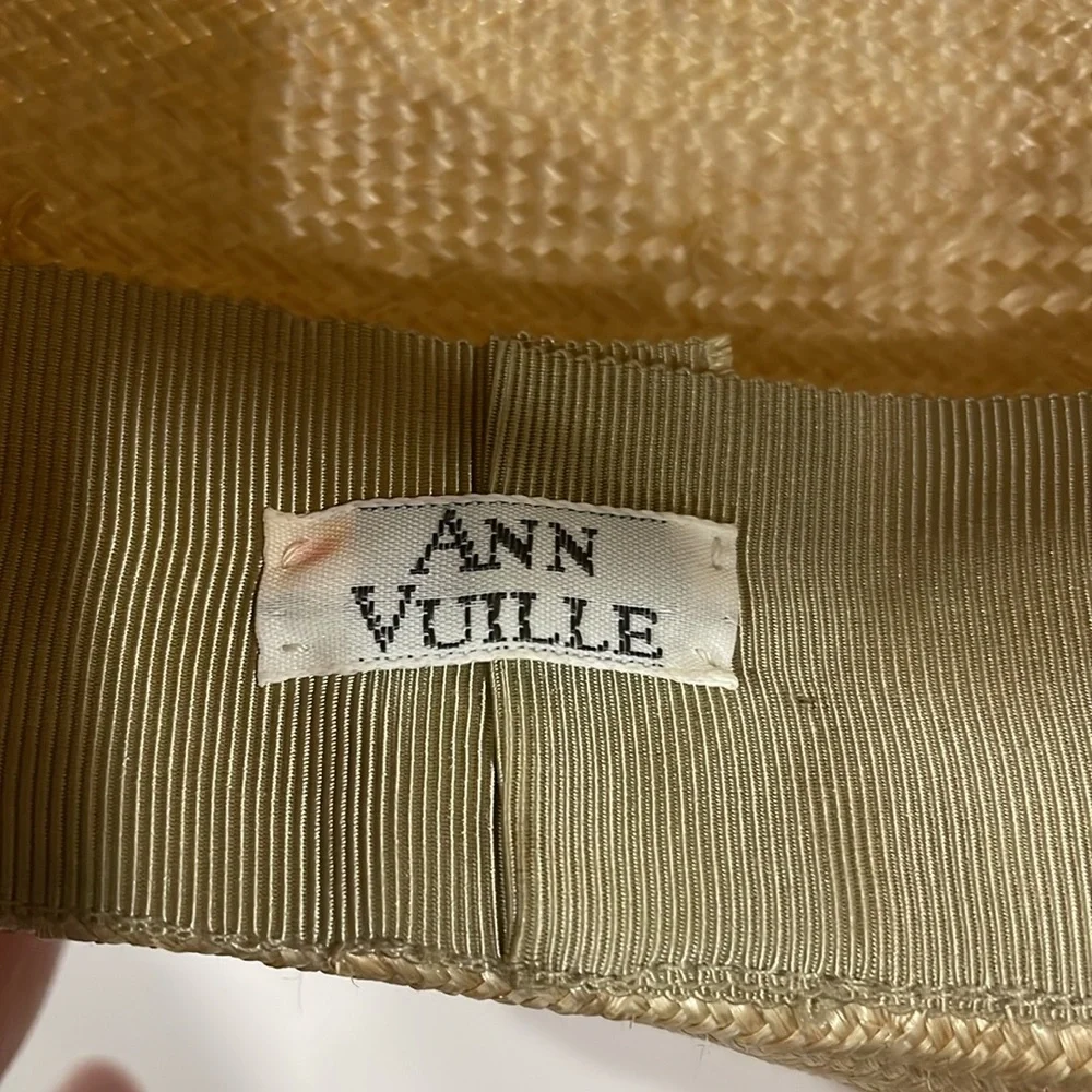ANN VUILLE‎  Womens Straw Cream Formal Hat Floral Derby Horse Race Church Summer